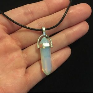 Opal Like Synthetic Crystal Point Stone Necklace